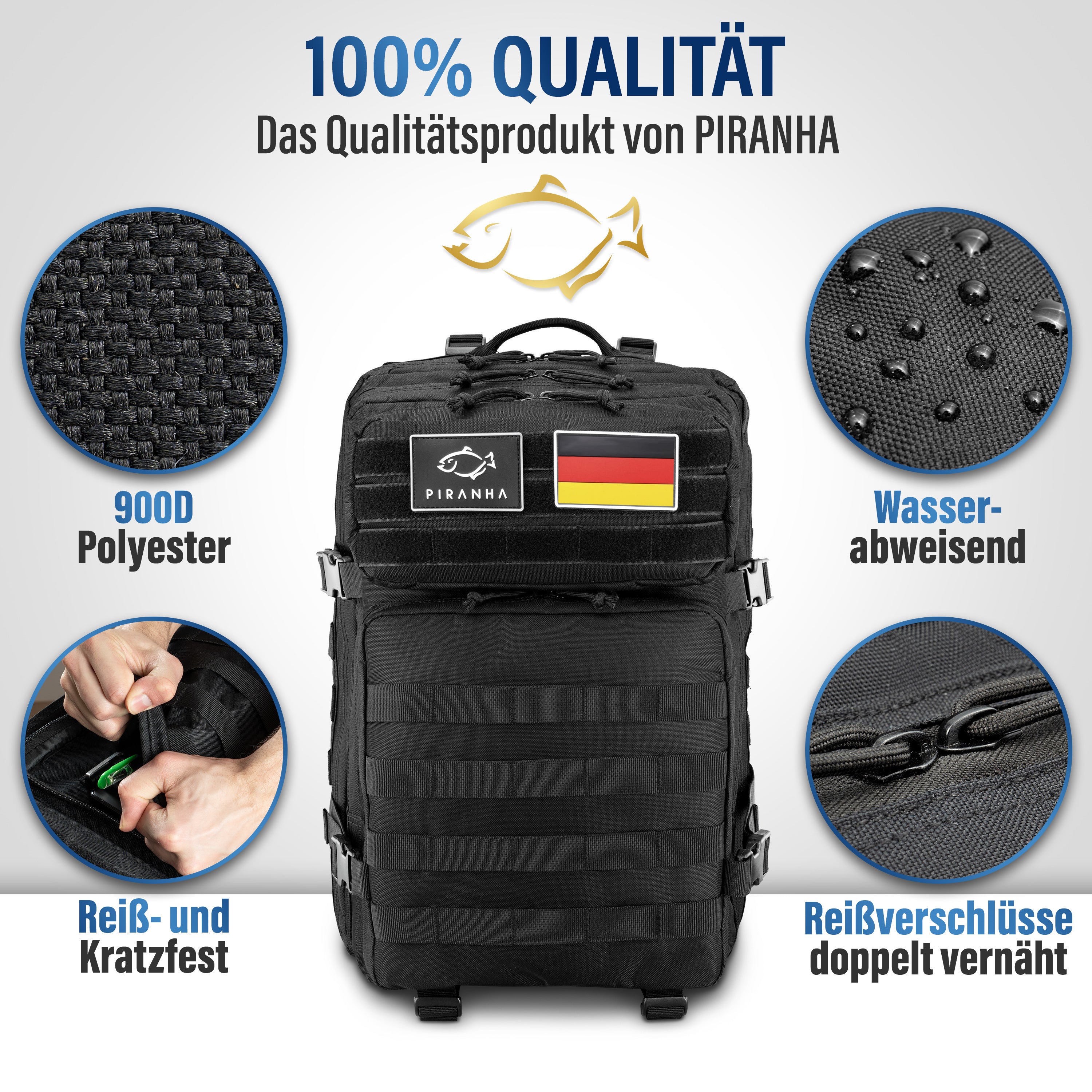 Outdoor Großer Wander Rucksack military mit 45L Kapazität PIRANHA