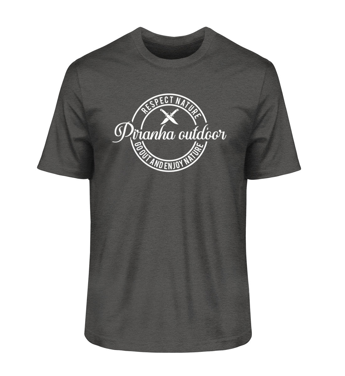 Piranha Outdoor Abenteuer Pur - Herren Premium Bio T-Shirt in Farbe Dark Heather Grey