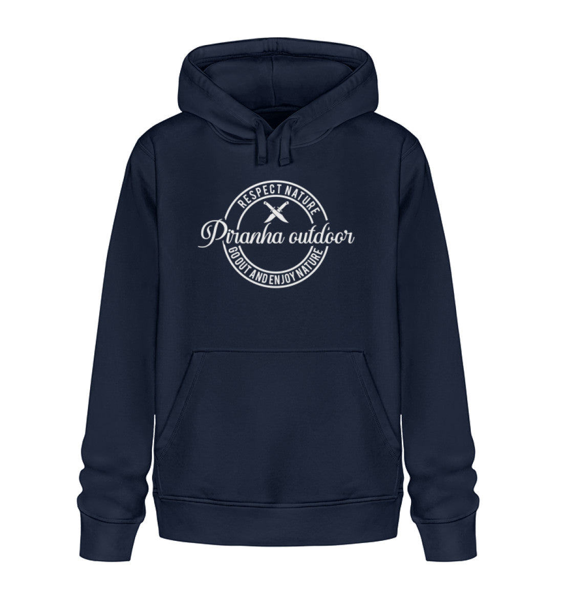 Piranha Outdoor Abenteuer Pur - Unisex Bio Hoodie in Farbe French Navy