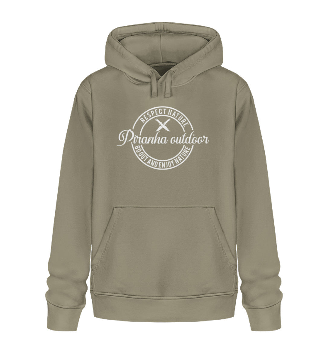 Piranha Outdoor Abenteuer Pur - Unisex Bio Hoodie in Farbe Khaki