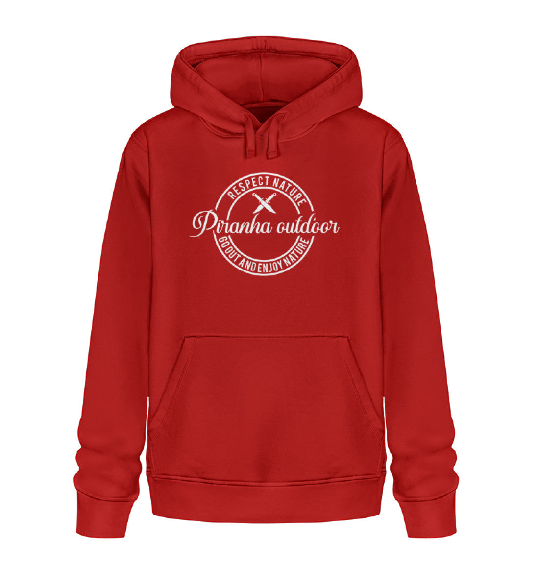 Piranha Outdoor Abenteuer Pur - Unisex Bio Hoodie in Farbe Red