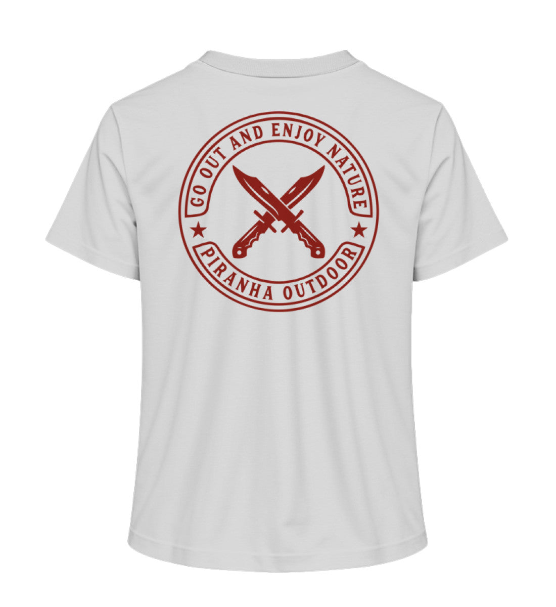 Piranha Outdoor Abenteuer Wildnis - Damen Premium Bio T-Shirt in Farbe Heather Grey