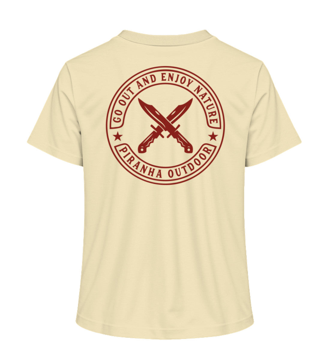 Piranha Outdoor Abenteuer Wildnis - Damen Premium Bio T-Shirt in Farbe Natural Raw