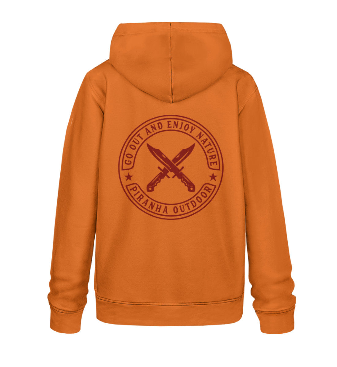 Piranha Outdoor Abenteuer Wildnis - Unisex Bio Hoodie in Farbe Bright Orange