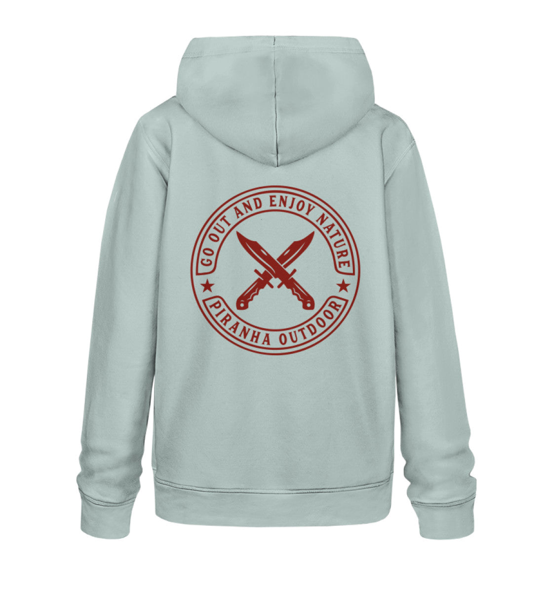 Piranha Outdoor Abenteuer Wildnis - Unisex Bio Hoodie in Farbe Caribbean Blue