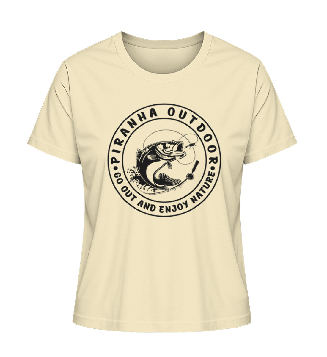 Piranha Outdoor Angeln - Damen Premium Bio T-Shirt in Farbe Blue Natural Raw