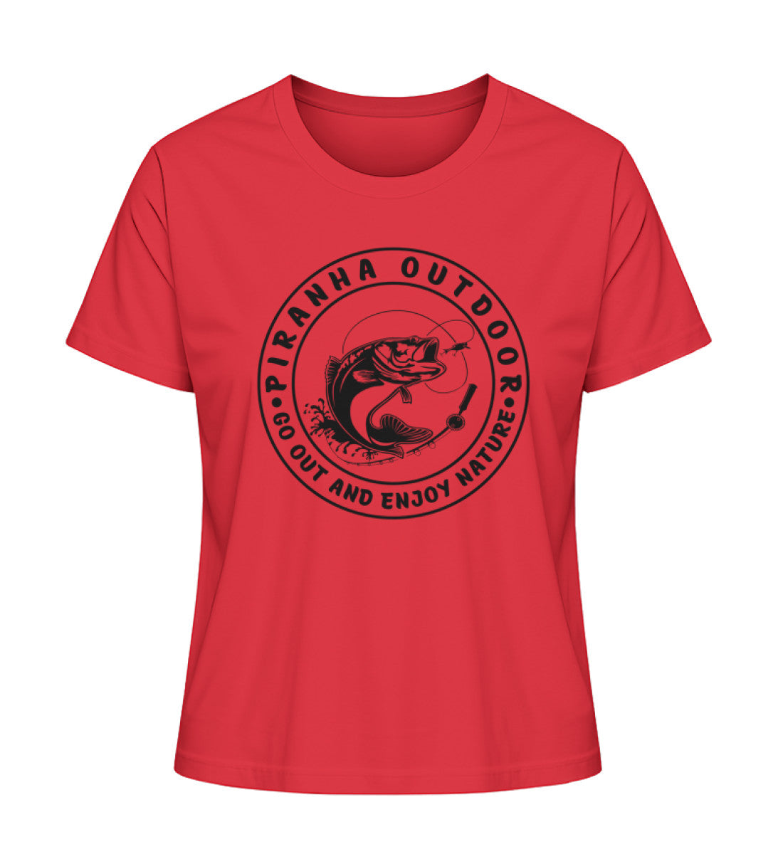 Piranha Outdoor Angeln - Damen Premium Bio T-Shirt in Farbe Blue Red