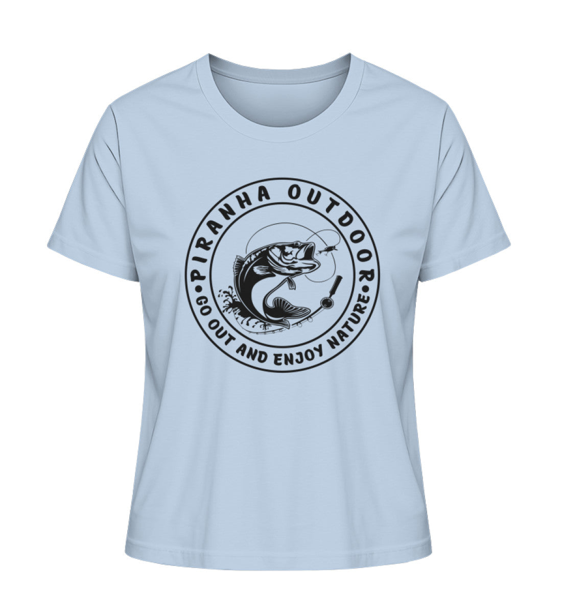 Piranha Outdoor Angeln - Damen Premium Bio T-Shirt in Farbe Blue Soul