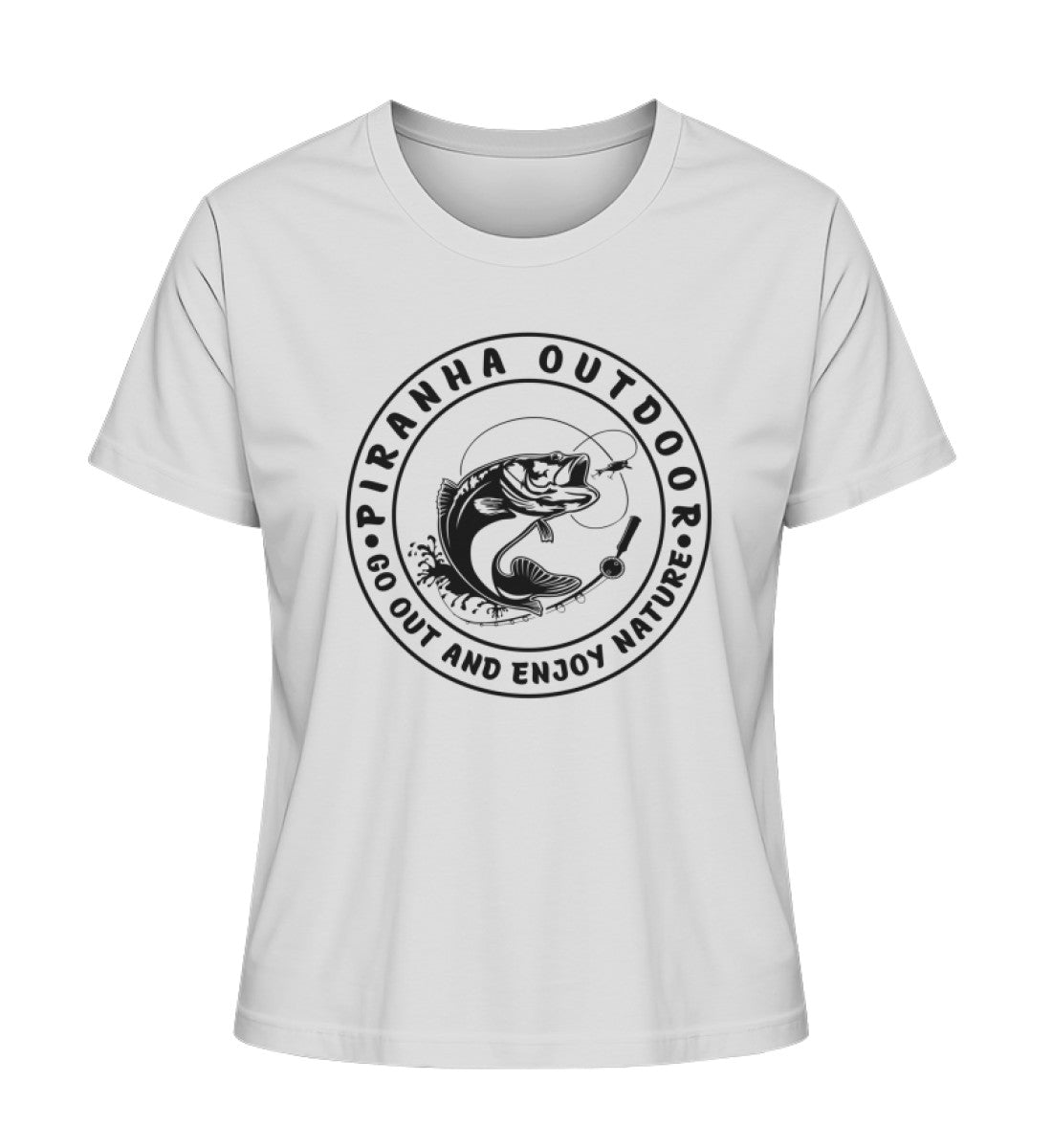 Piranha Outdoor Angeln - Damen Premium Bio T-Shirt in Farbe Heather Grey
