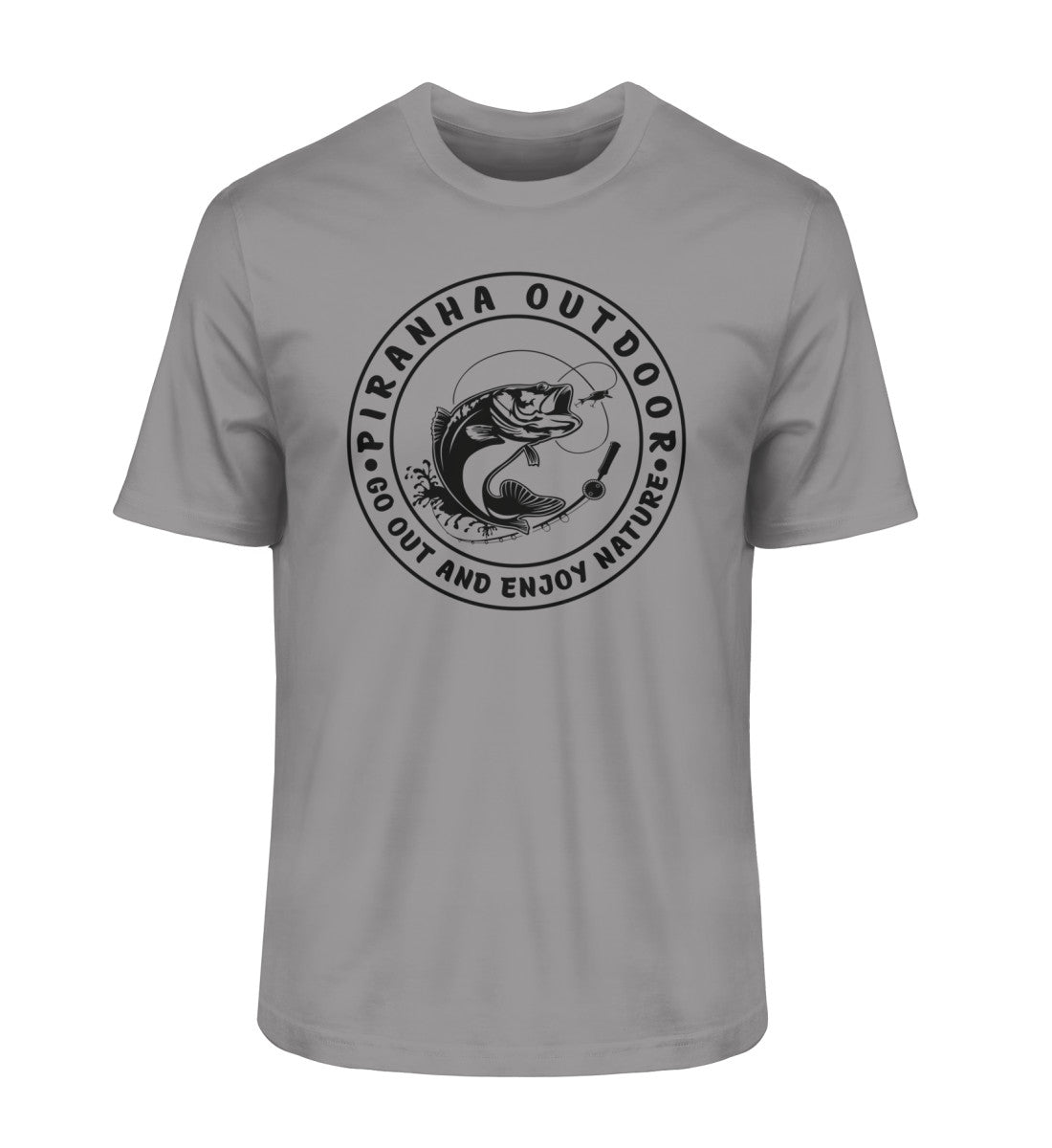 Piranha Outdoor Angeln - Herren Premium Bio T-Shirt in Farbe Mid Heather Grey