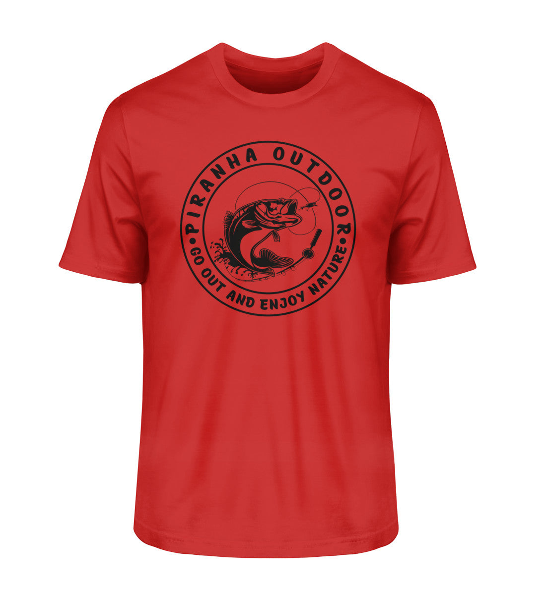 Piranha Outdoor Angeln - Herren Premium Bio T-Shirt in Farbe Red