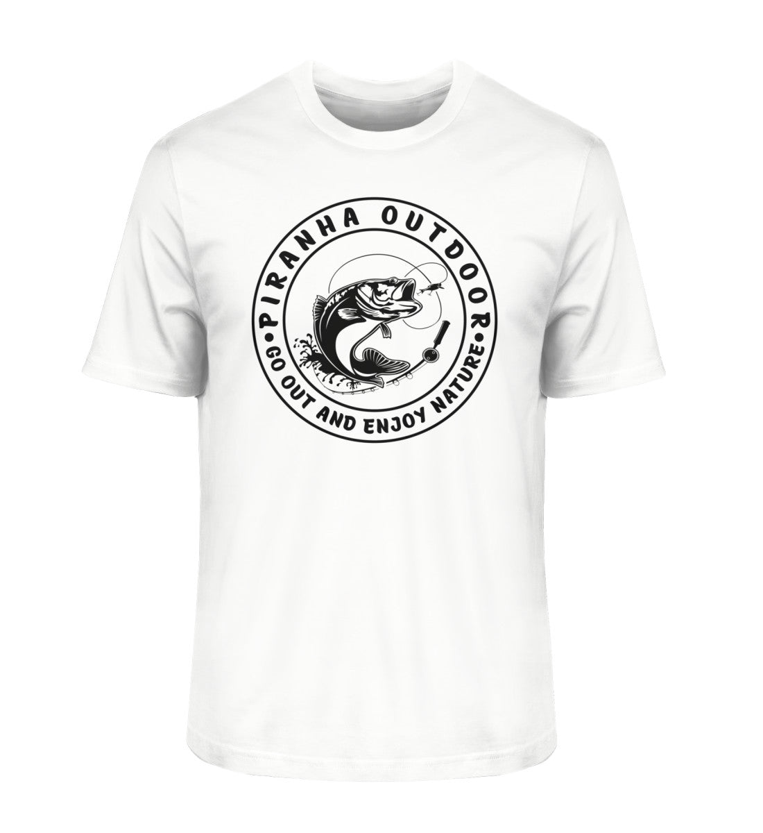 Piranha Outdoor Angeln - Herren Premium Bio T-Shirt in Farbe White