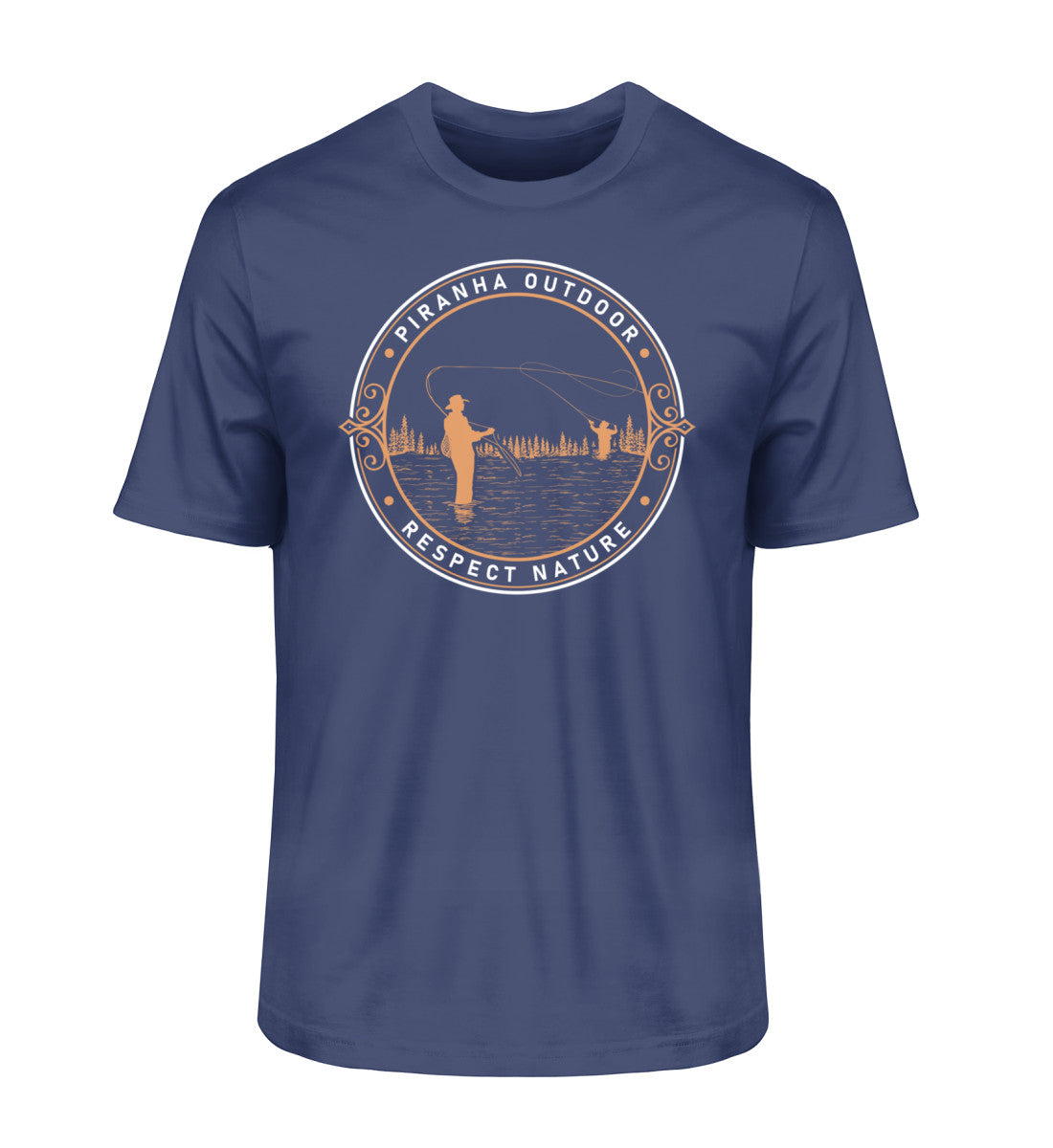 Piranha Outdoor Angler Leidenschaft - Herren Premium Bio T-Shirt in Farbe French Navy