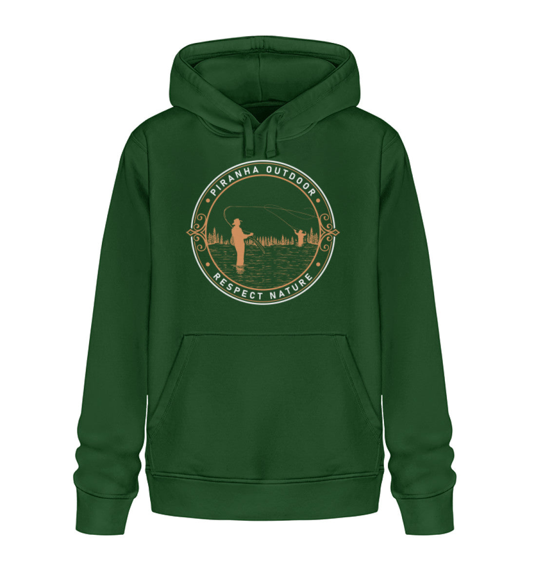 Piranha Outdoor Angler Leidenschaft - Unisex Bio Hoodie in Farbe Bottle Green
