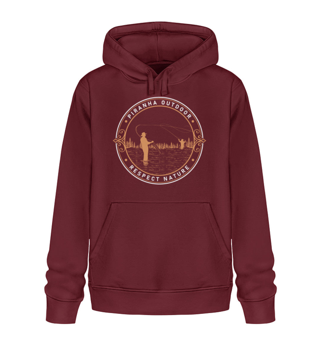 Piranha Outdoor Angler Leidenschaft - Unisex Bio Hoodie in Farbe Burgundy