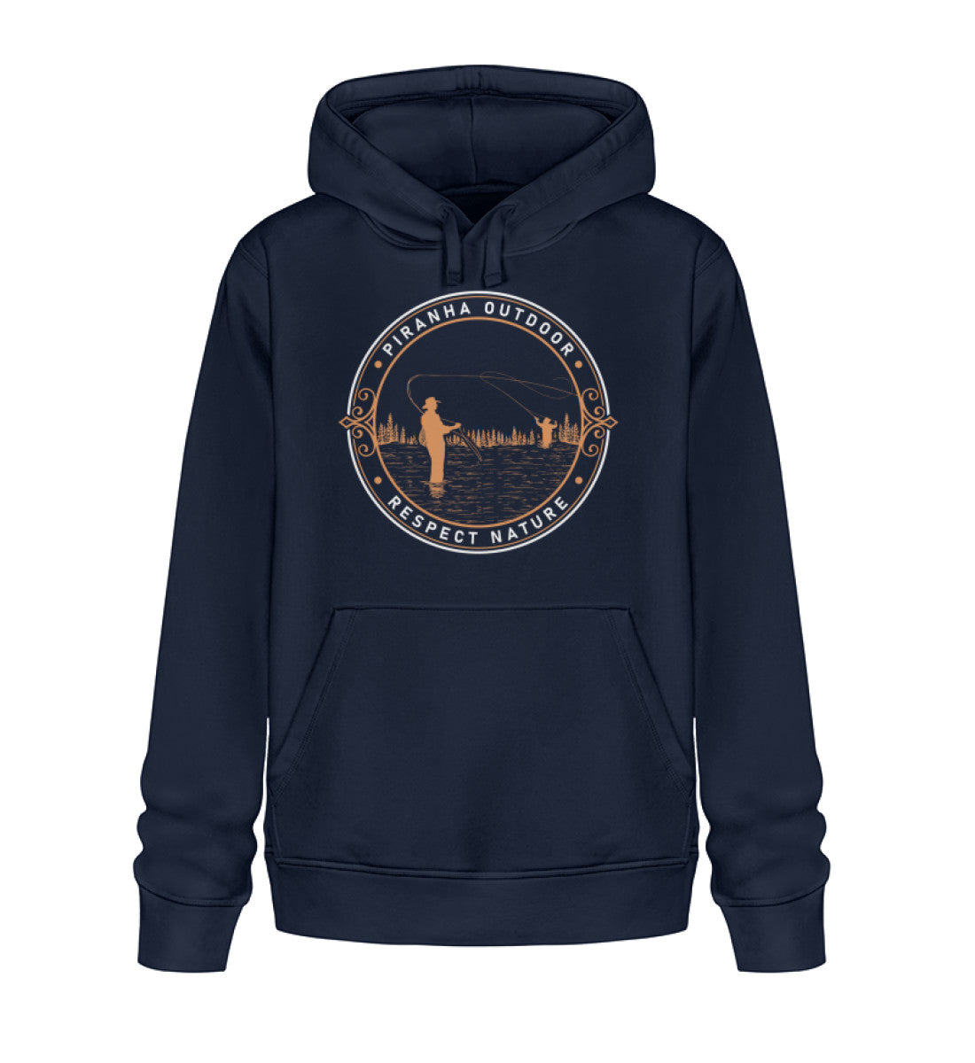 Piranha Outdoor Angler Leidenschaft - Unisex Bio Hoodie in Farbe French Navy