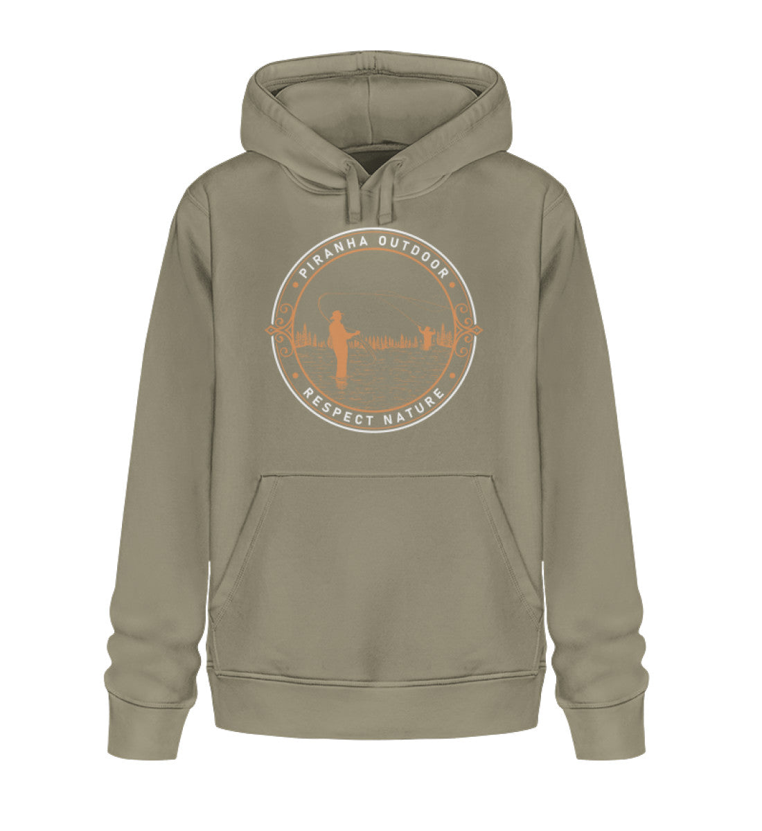 Piranha Outdoor Angler Leidenschaft - Unisex Bio Hoodie in Farbe Khaki