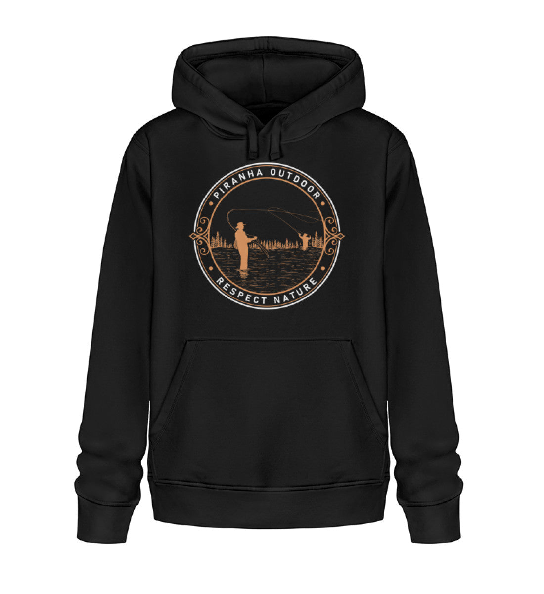 Piranha Outdoor Angler Leidenschaft - Unisex Bio Hoodie in Farbe Schwarz