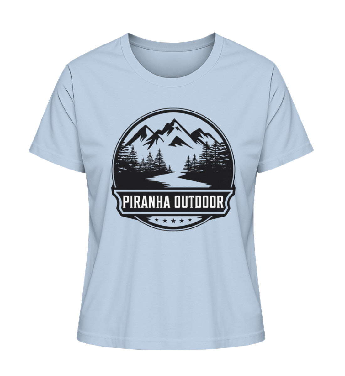 Piranha Outdoor Berg Abenteuer - Damen Premium Bio T-Shirt in Farbe Blue Soul