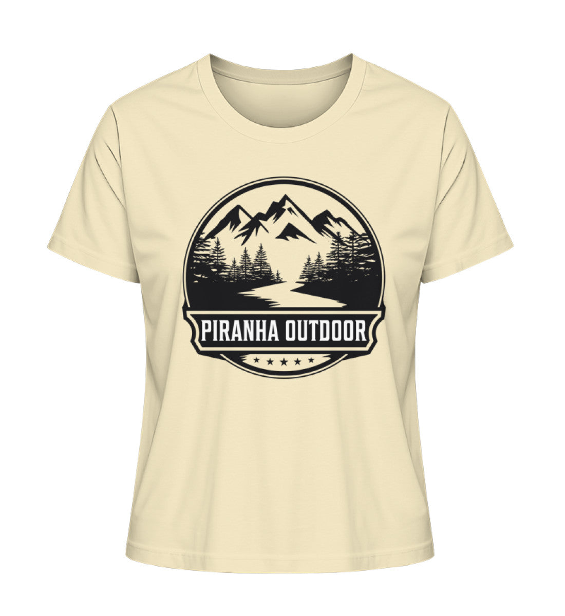 Piranha Outdoor Berg Abenteuer - Damen Premium Bio T-Shirt in Farbe Natural Raw