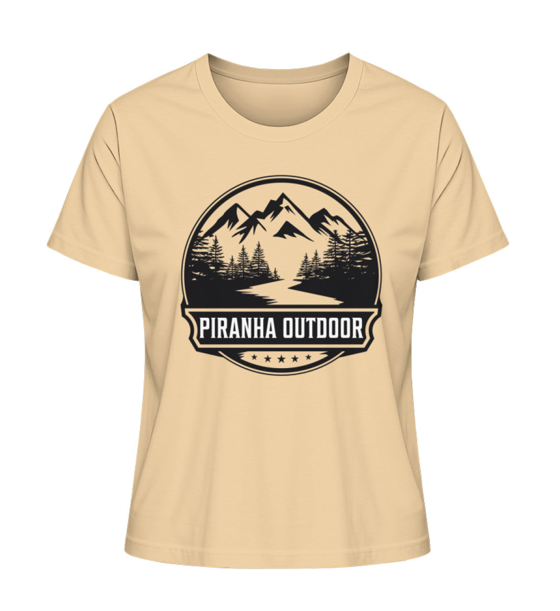 Piranha Outdoor Berg Abenteuer - Damen Premium Bio T-Shirt in Farbe Nispero