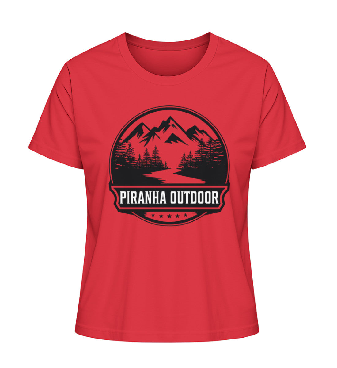 Piranha Outdoor Berg Abenteuer - Damen Premium Bio T-Shirt in Farbe Red