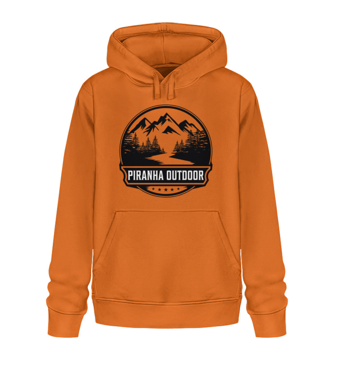 Piranha Outdoor Berg Abenteuer - Unisex Bio Hoodie in Farbe Bright Orange