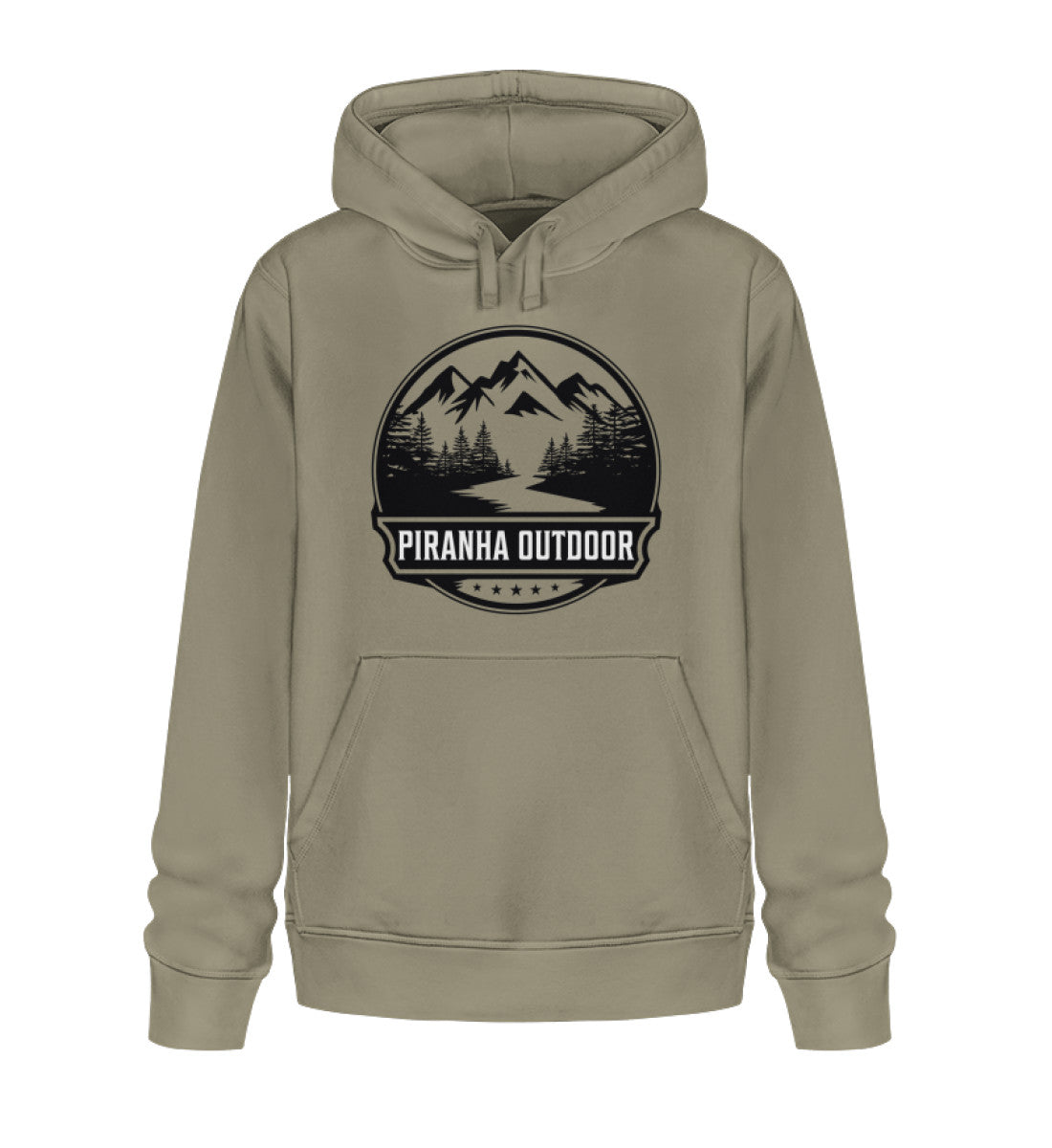 Piranha Outdoor Berg Abenteuer - Unisex Bio Hoodie in Farbe Khaki