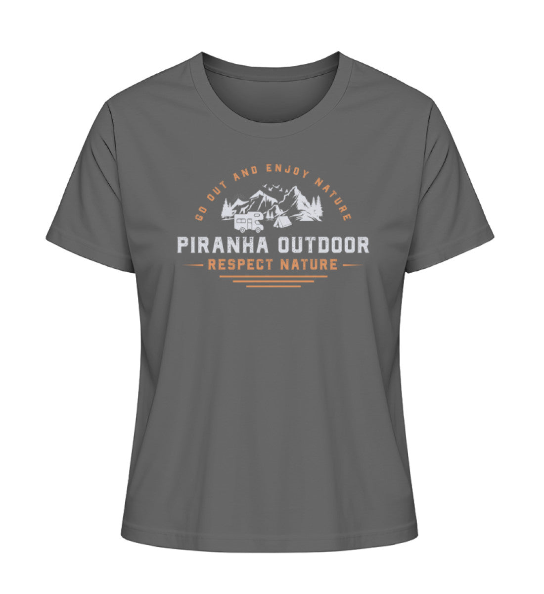 Piranha Outdoor Camper Leben - Damen Premium Bio T-Shirt in Farbe Anthracite