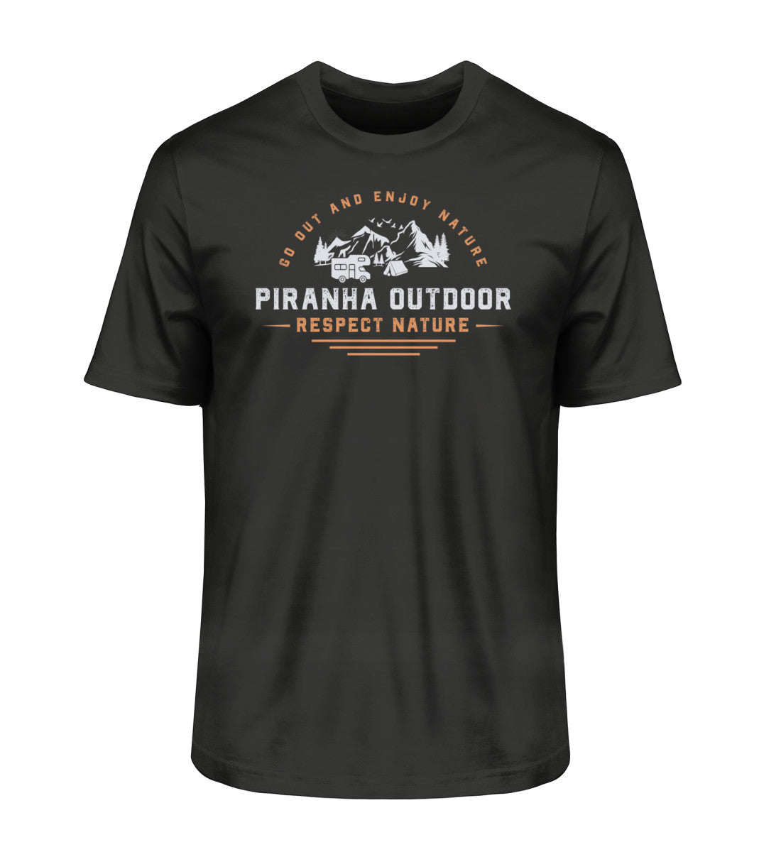 Piranha Outdoor Camper Leben - Herren Premium Bio T-Shirt in Farbe Black