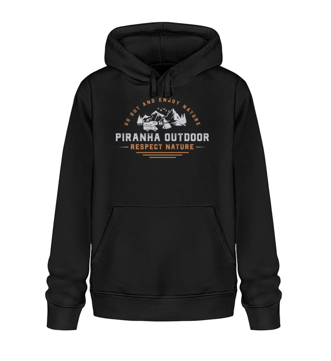 Piranha Outdoor Camper Leben - Unisex Bio Hoodie in Farbe Black