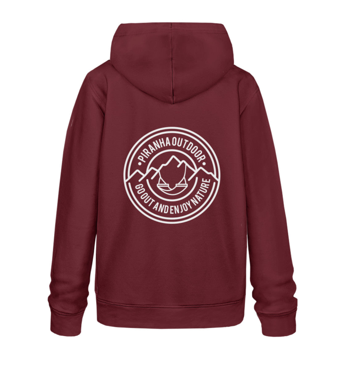 Piranha Outdoor Erlebe Natur - Unisex Bio Hoodie in Farbe Burgundy