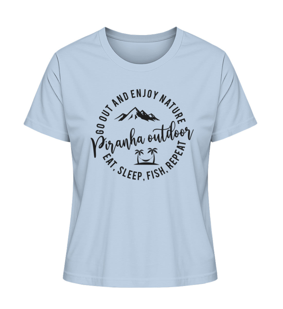 Piranha Outdoor Fisch Natur - Damen Premium Bio T-Shirt in Farbe Blue Soul