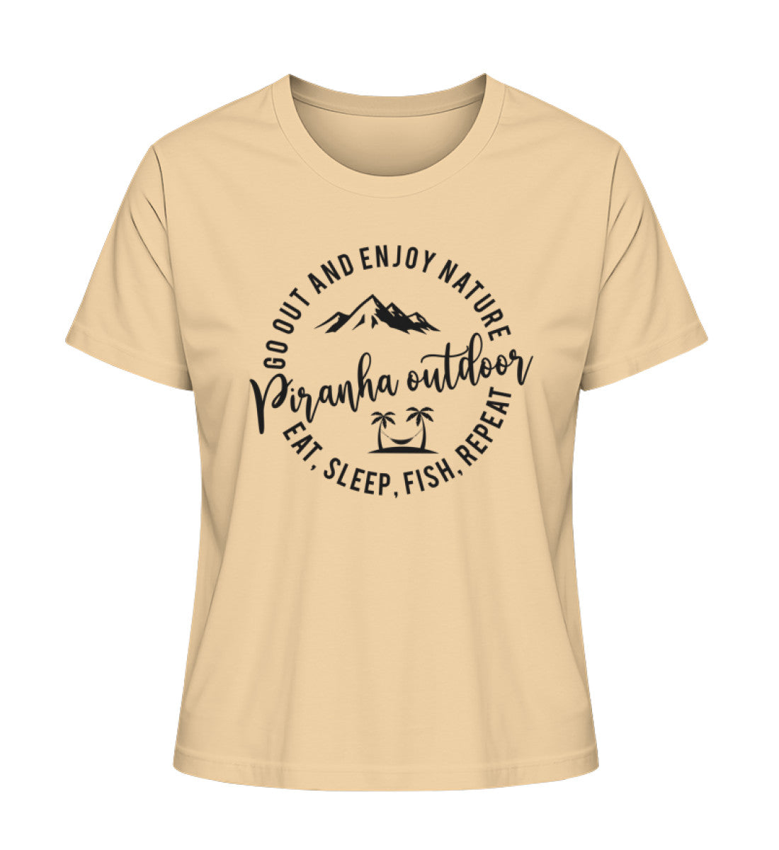 Piranha Outdoor Fisch Natur - Damen Premium Bio T-Shirt in Farbe Nispero