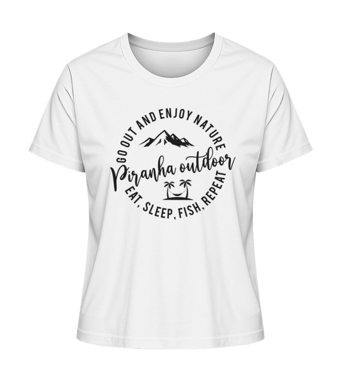 Piranha Outdoor Fisch Natur - Damen Premium Bio T-Shirt in Farbe White