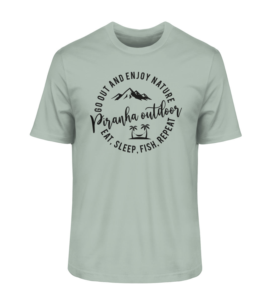 Piranha Outdoor Fisch Natur - Herren Premium Bio T-Shirt in Farbe Aloe