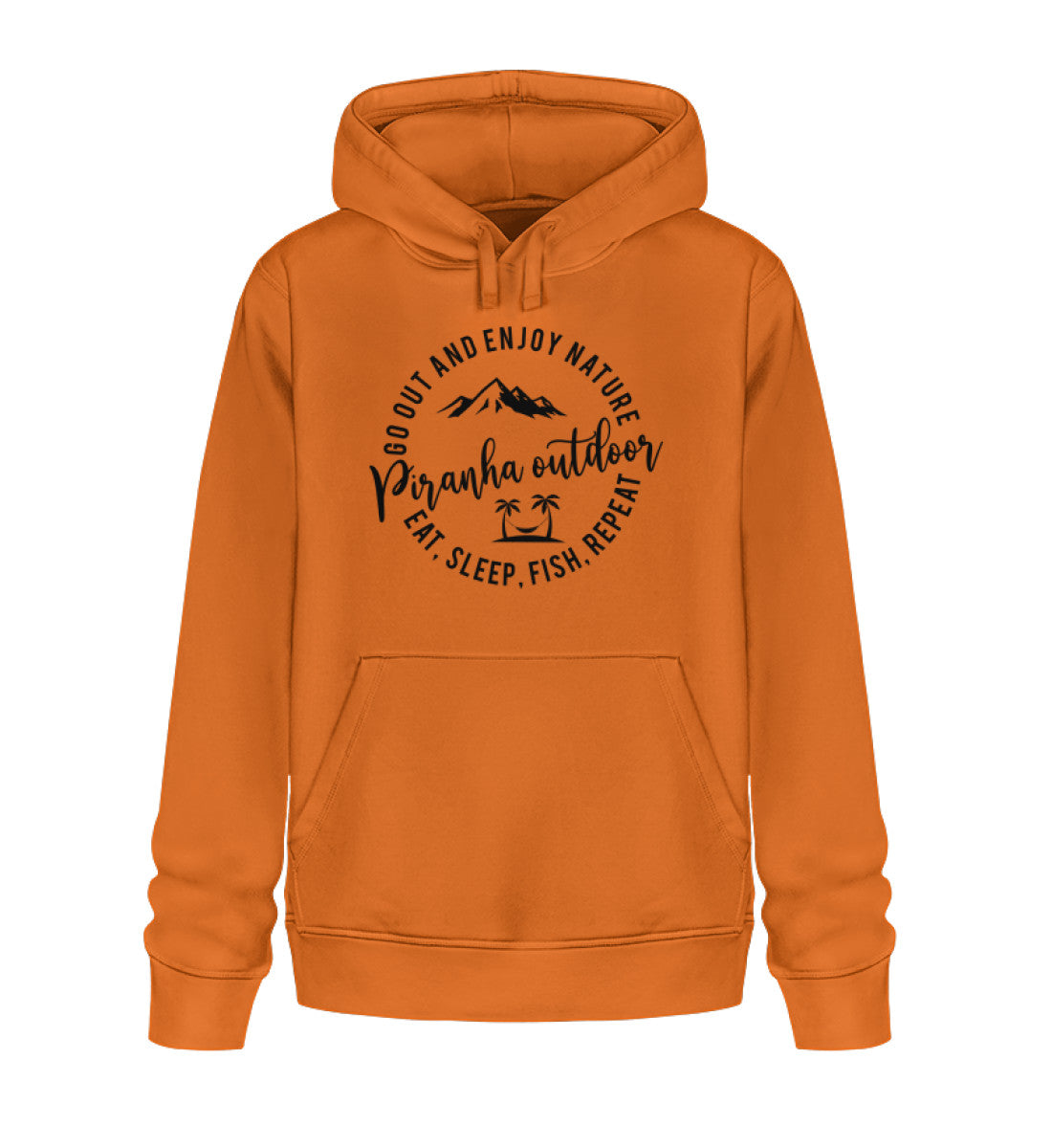 Piranha Outdoor Fisch Natur - Unisex Bio Hoodie in Farbe Bright Orange