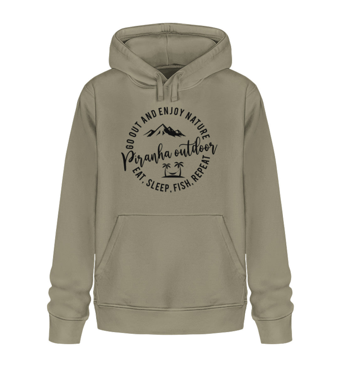 Piranha Outdoor Fisch Natur - Unisex Bio Hoodie in Farbe Khaki