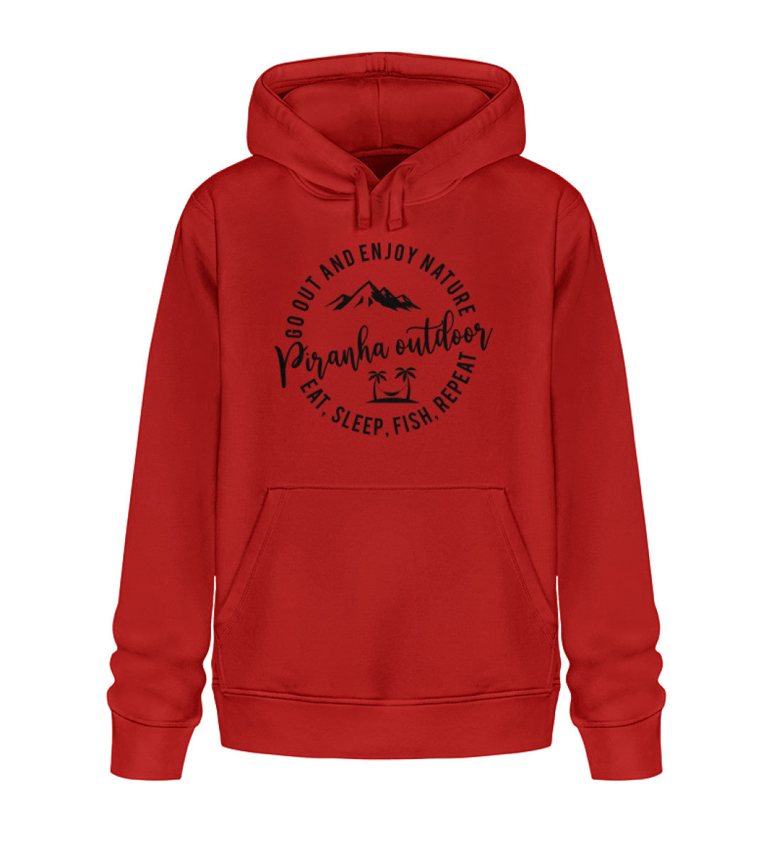 Piranha Outdoor Fisch Natur - Unisex Bio Hoodie in Farbe Red