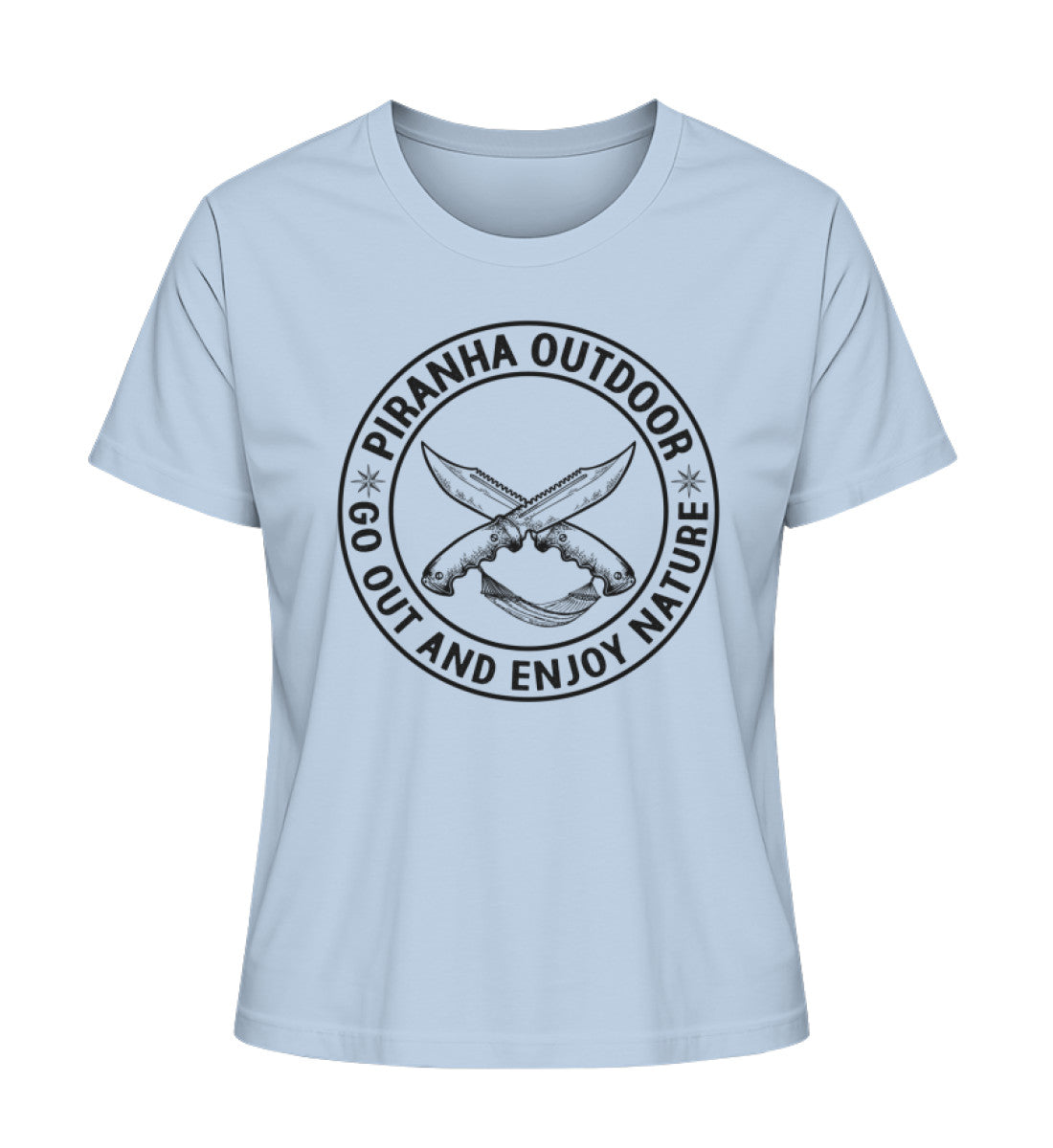 Piranha Outdoor Freiheit Entdecken - Damen Premium Bio T-Shirt in Blue Soul