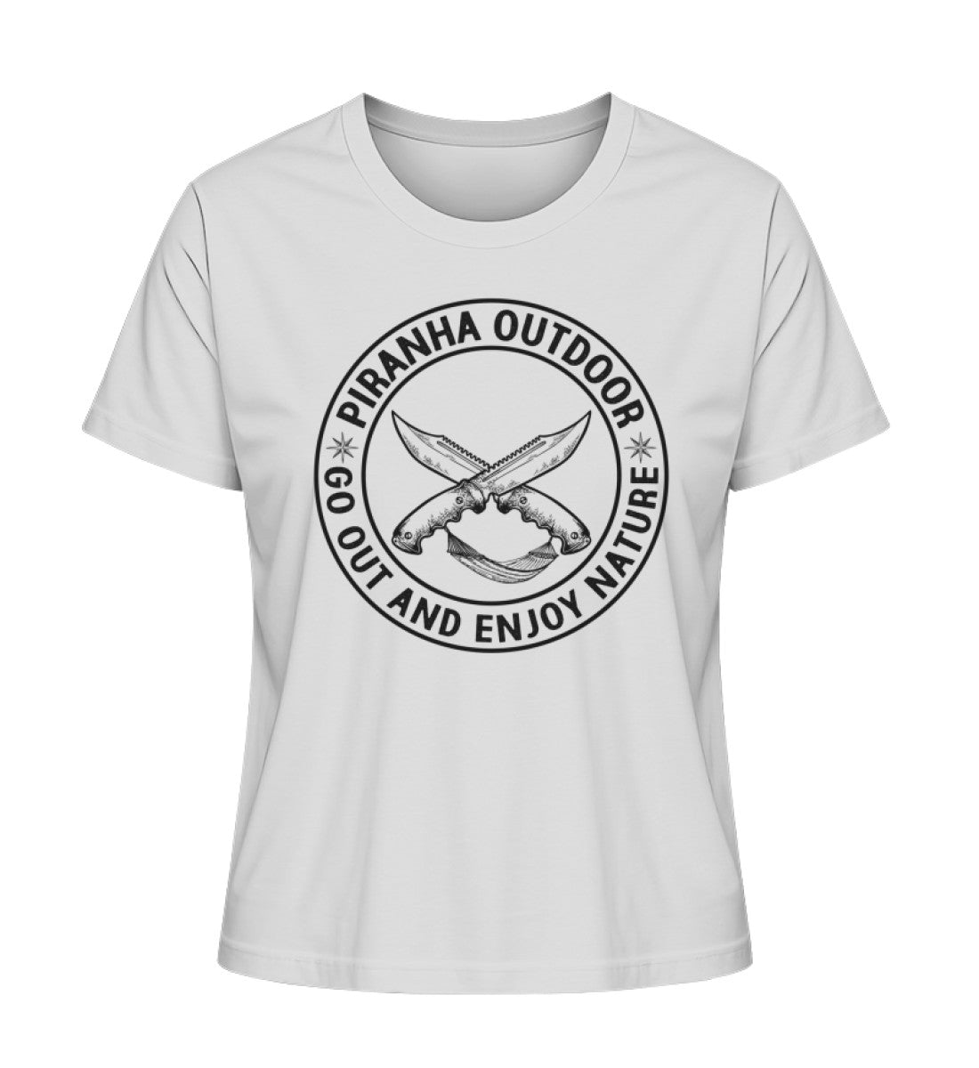 Piranha Outdoor Freiheit Entdecken - Damen Premium Bio T-Shirt in Heather Grey
