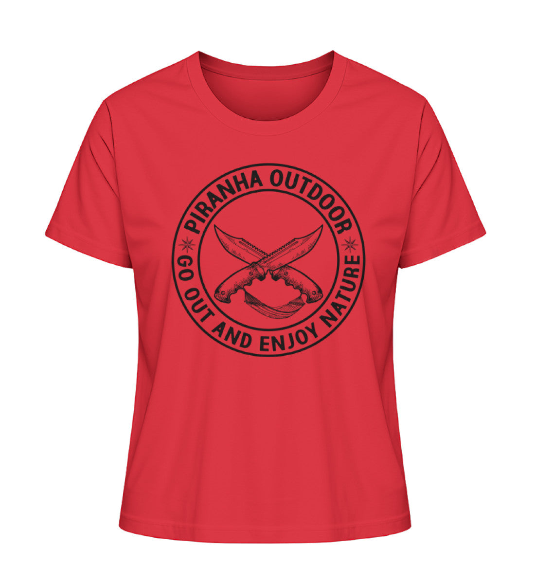 Piranha Outdoor Freiheit Entdecken - Damen Premium Bio T-Shirt in Red