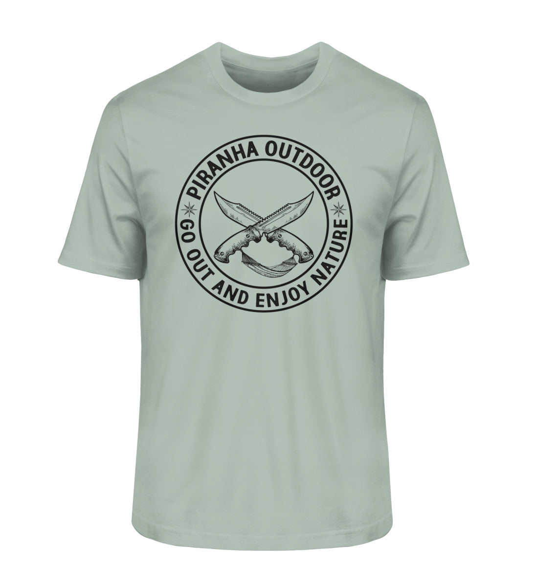 Piranha Outdoor Freiheit Entdecken - Herren Premium Bio T-Shirt in Farbe Aloe