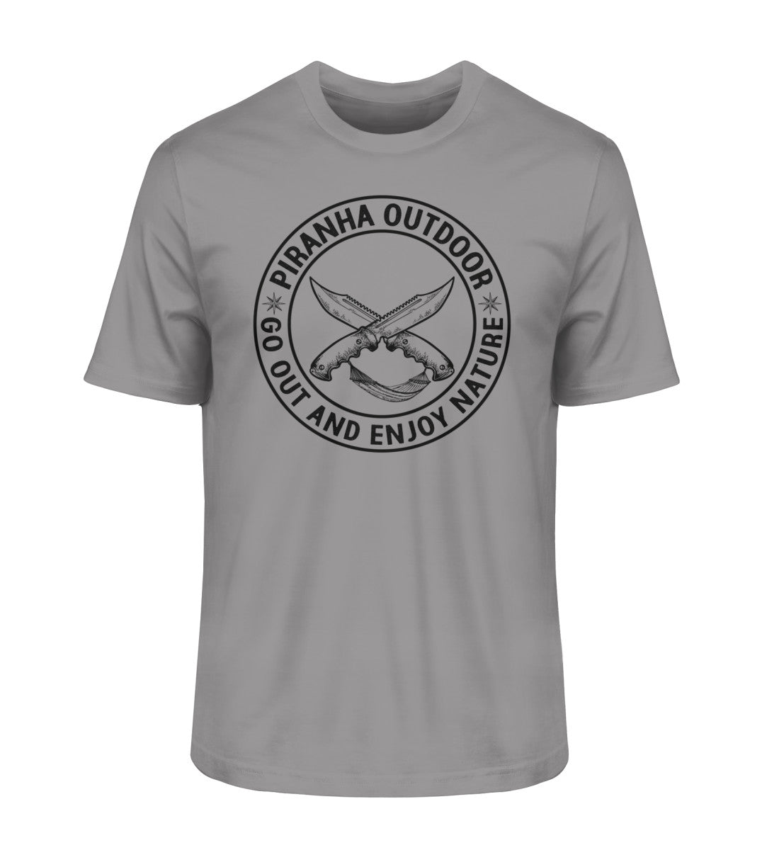 Piranha Outdoor Freiheit Entdecken - Herren Premium Bio T-Shirt in Farbe Mid Heather Grey