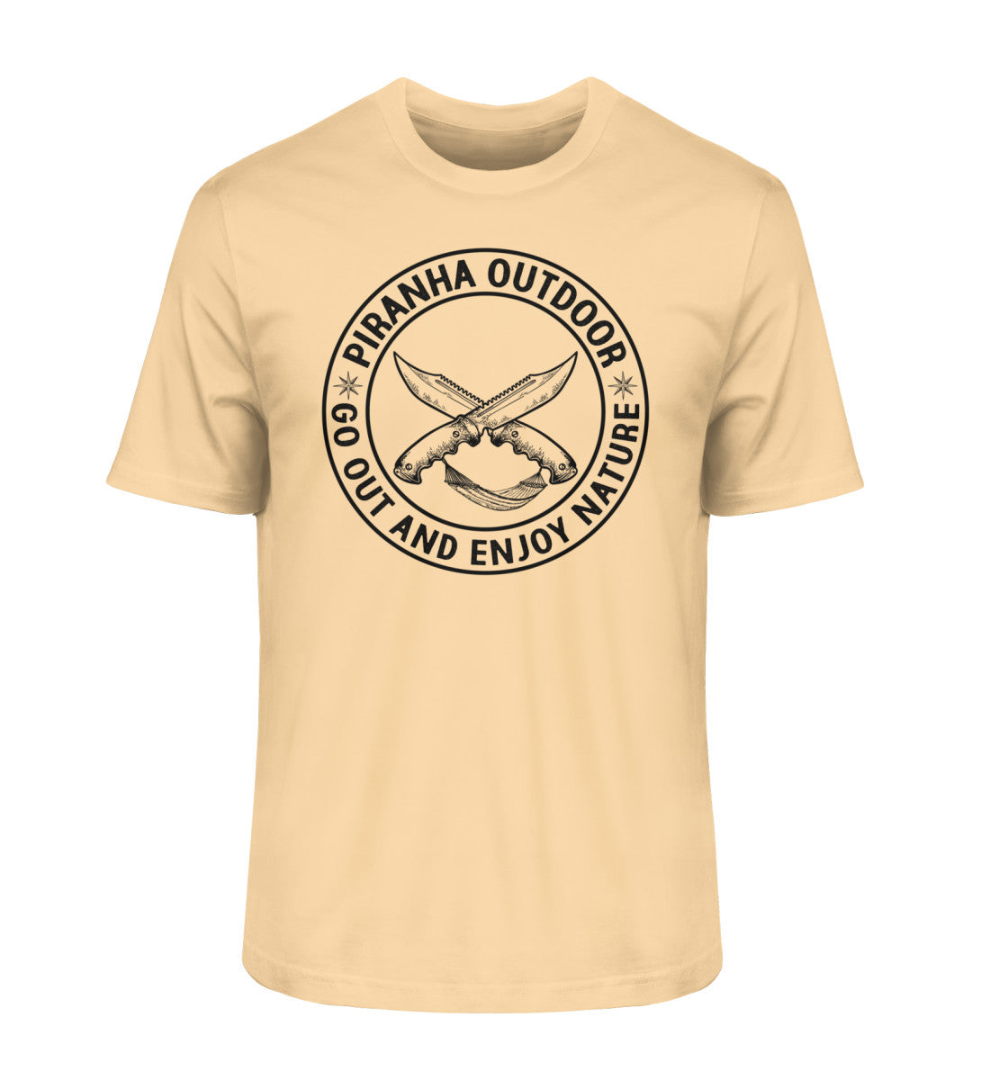 Piranha Outdoor Freiheit Entdecken - Herren Premium Bio T-Shirt in Farbe Nispero