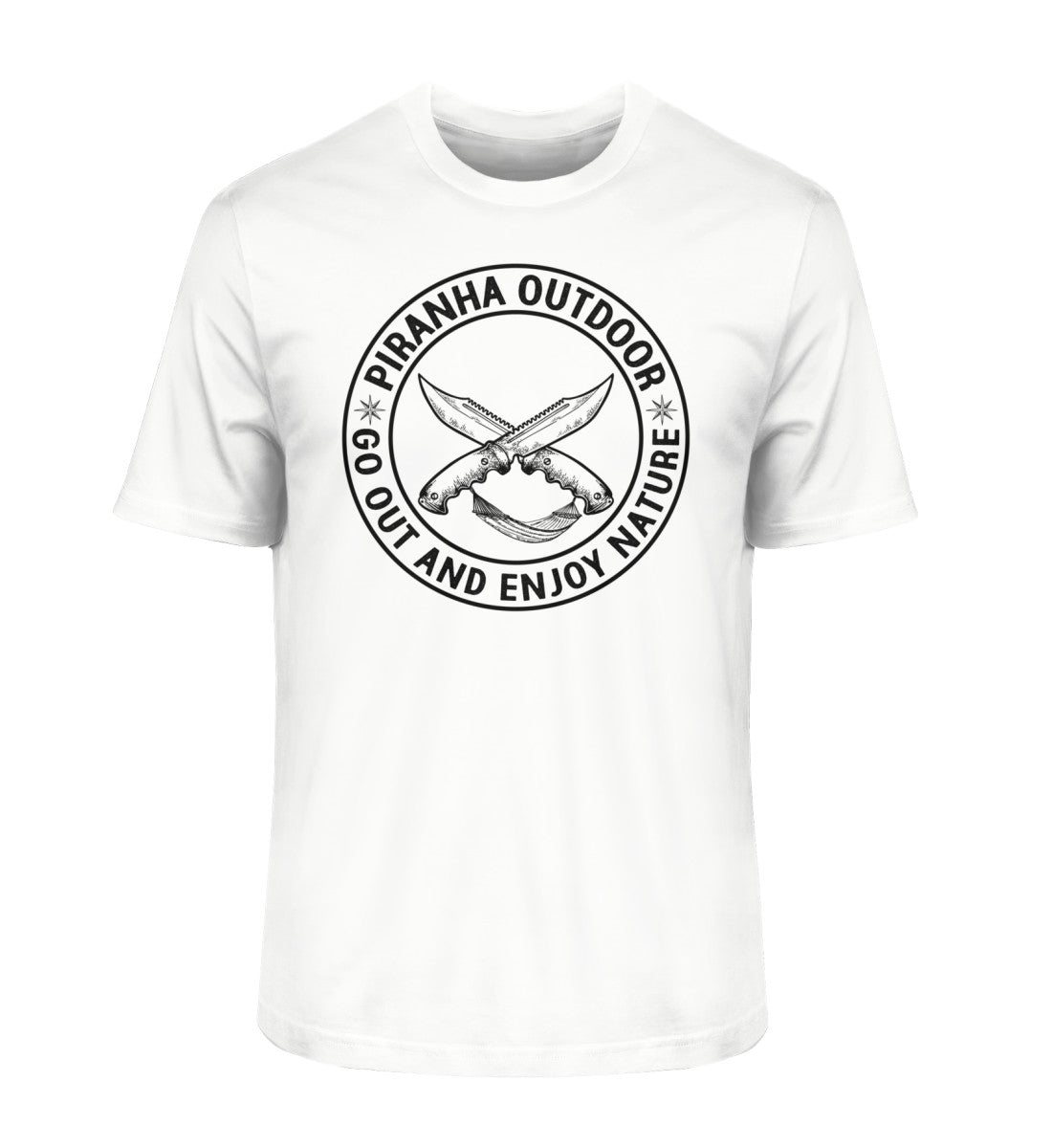 Piranha Outdoor Freiheit Entdecken - Herren Premium Bio T-Shirt in Farbe White