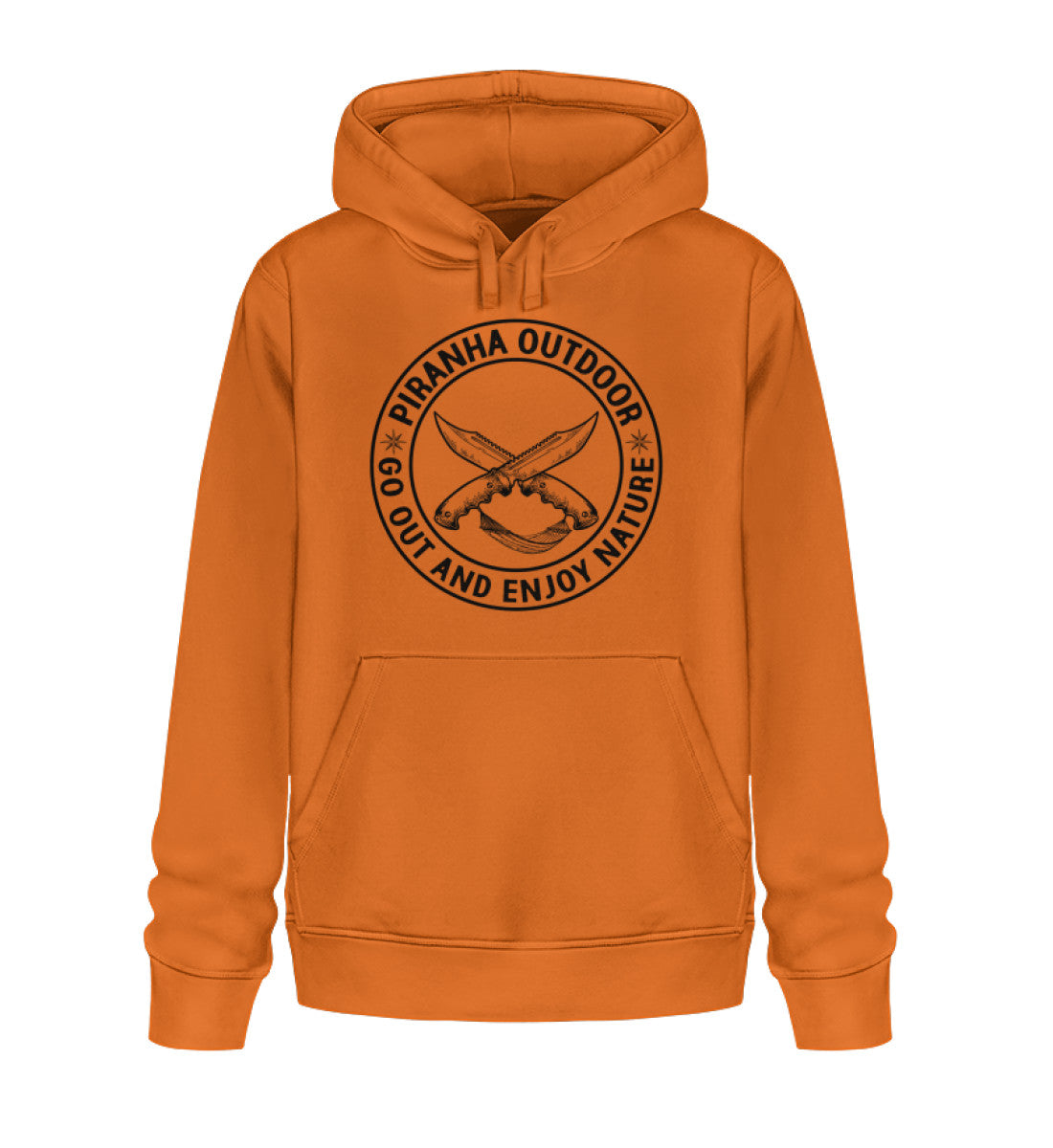 Piranha Outdoor Freiheit Entdecken - Unisex Bio Hoodie in Farbe Bright Orange