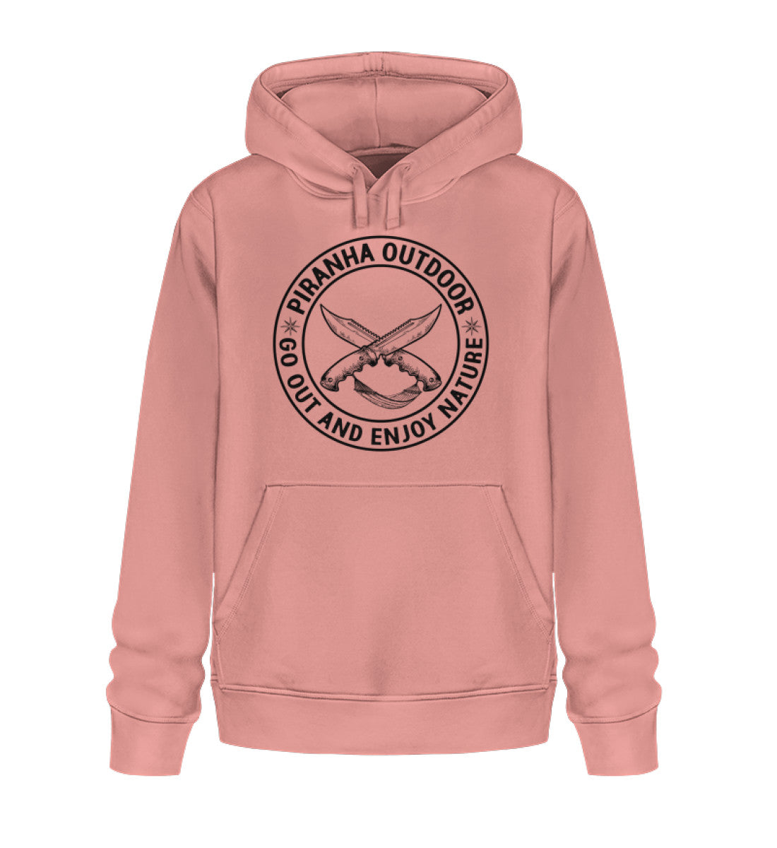 Piranha Outdoor Freiheit Entdecken - Unisex Bio Hoodie in Farbe Canyon Pink