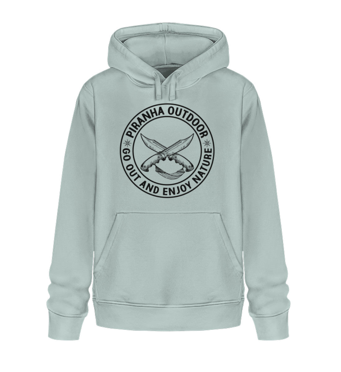 Piranha Outdoor Freiheit Entdecken - Unisex Bio Hoodie in Farbe Caribbean Blue