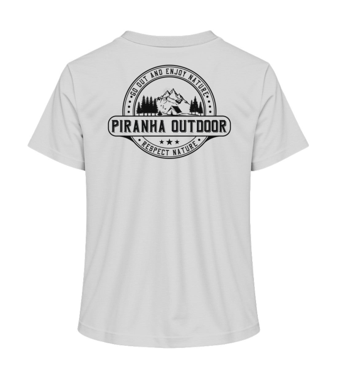 Piranha Outdoor Gipfel Erobern - Damen Premium Bio T-Shirt in Farbe Heather Grey